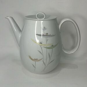 Thomas Germany Coffee Tea Pot With Lid White Floral Porcelain 7 1/4 Inches Tall